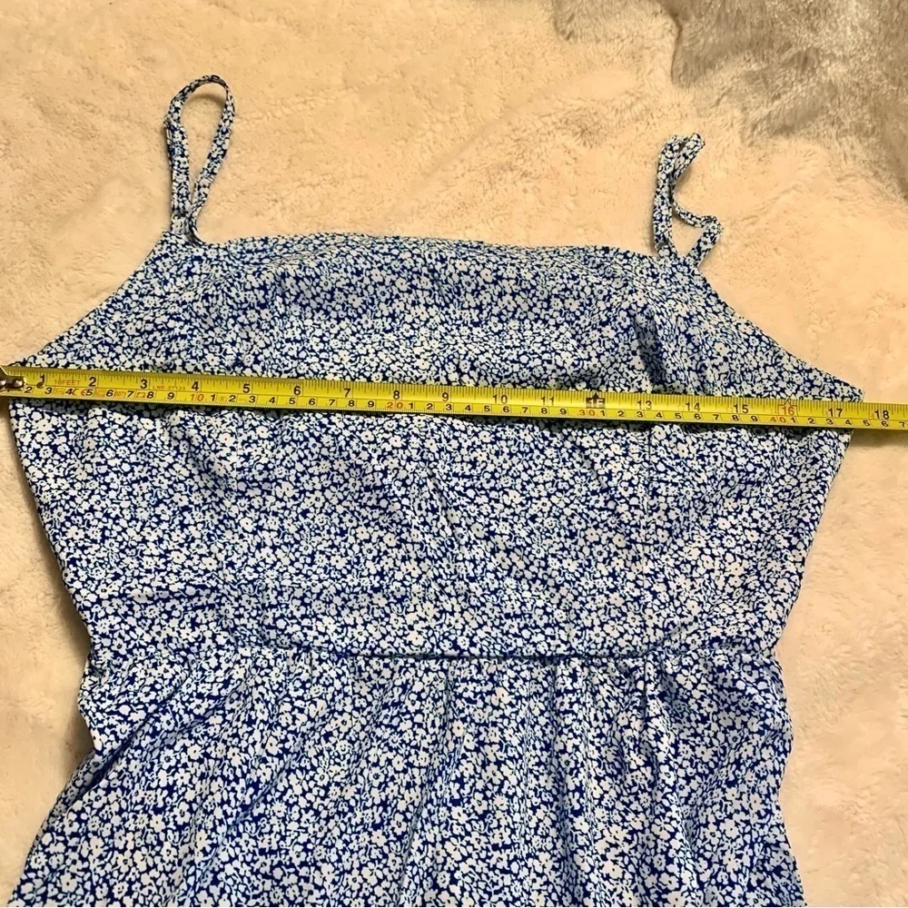 NWT Million Colors Mini Dress Large Blue White Ditzy Floral Straps Open Back